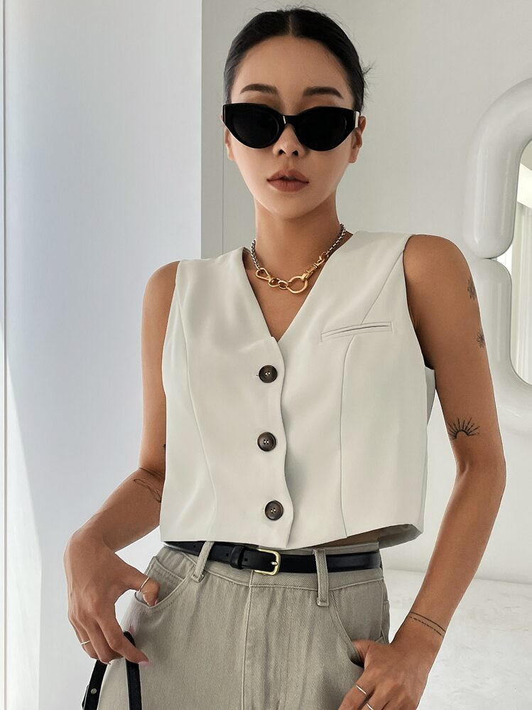 DAZY Colete Sem Mangas De Cor Sólida Casual De Viagem | SHEIN