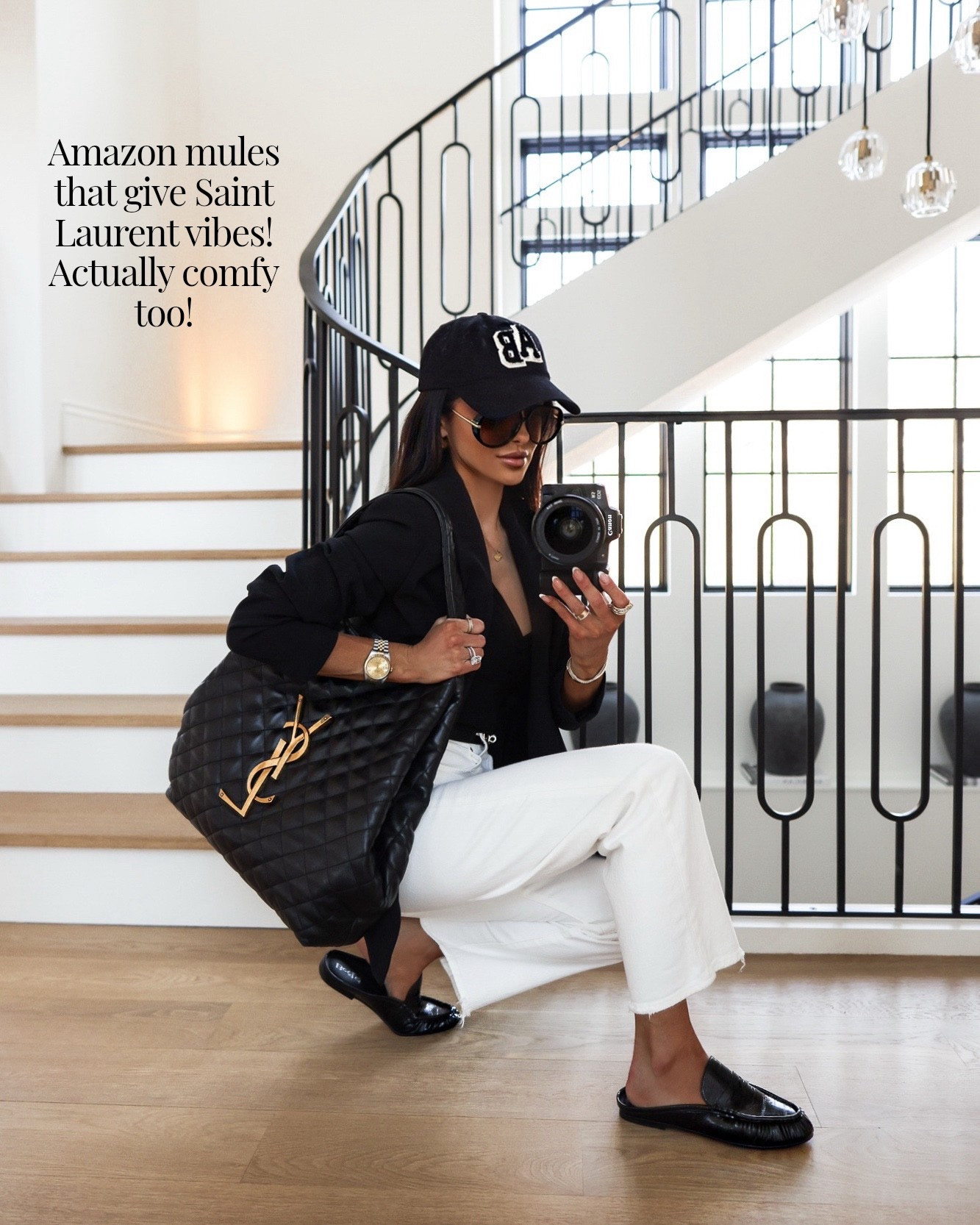 Business casual spring outfits, wearing Amazon mule loafers that look like Saint Laurent, Zara black blazer, Levi’s white jean and an Amazon basic bodysuit!

Love this easy black and white look for lunch meetings, coffee dates and everyday!

#LTKOver40 #LTKWorkwear #LTKSaleAlert