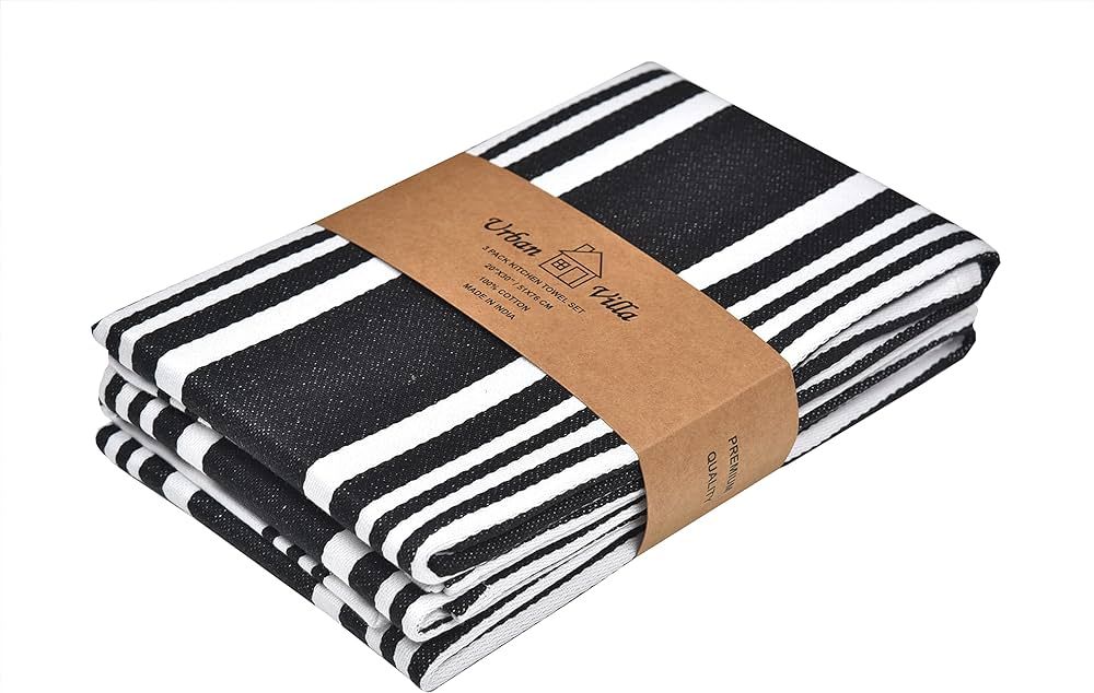 Urban Villa Kitchen Towels (20x30 Inches 3 Pack) Extra Large Premium Dish Towels for Kitchen Blac... | Amazon (US)