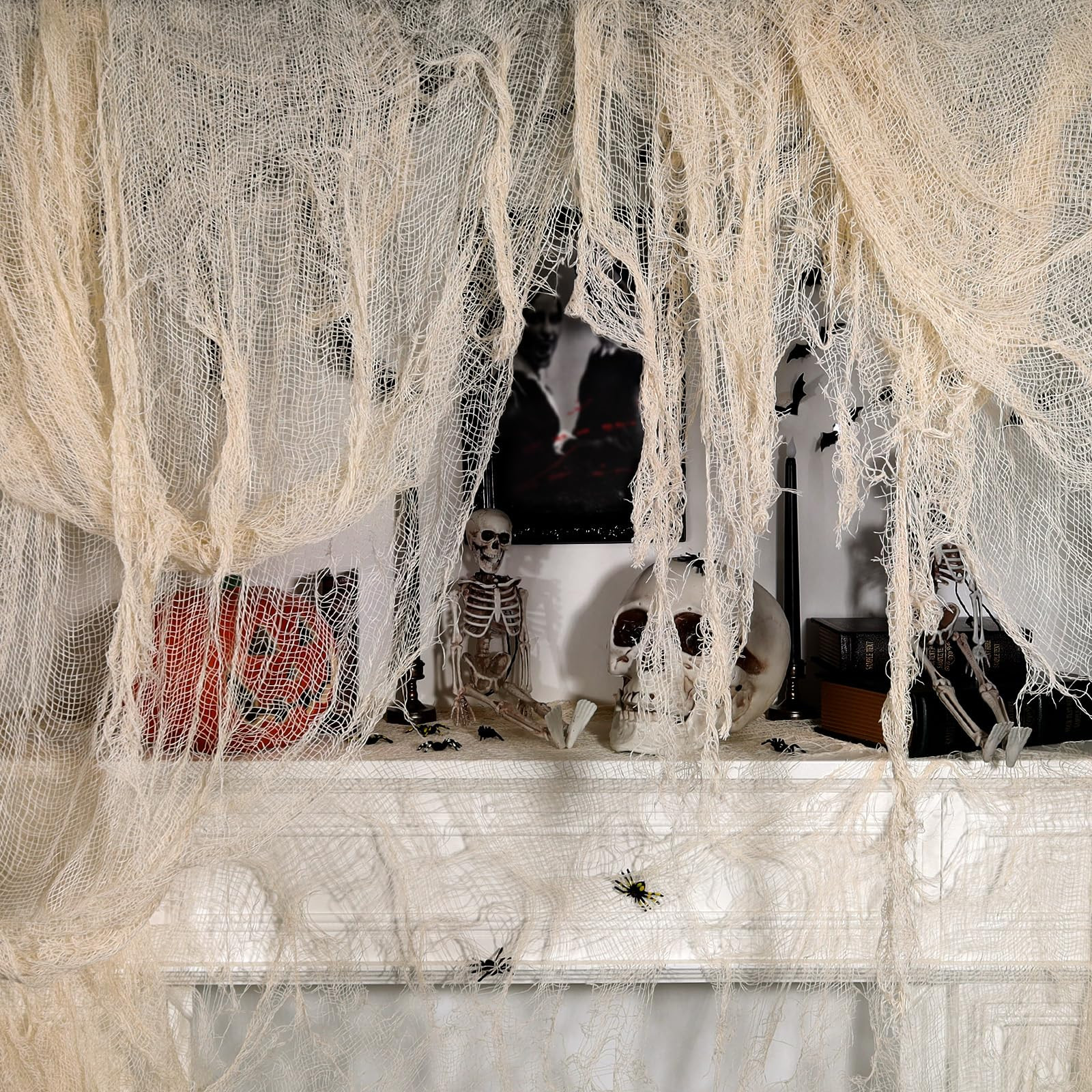 ZYP 315 x 78.7in Halloween Creepy Cloth Beige Spooky Fabric Gauze Spooky Giant Cheese Cloth for H... | Amazon (US)