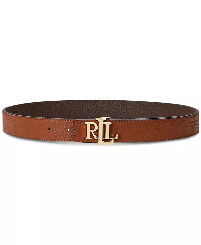 Women's Logo Reversible Pebbled Leather Belt | Macys (US)