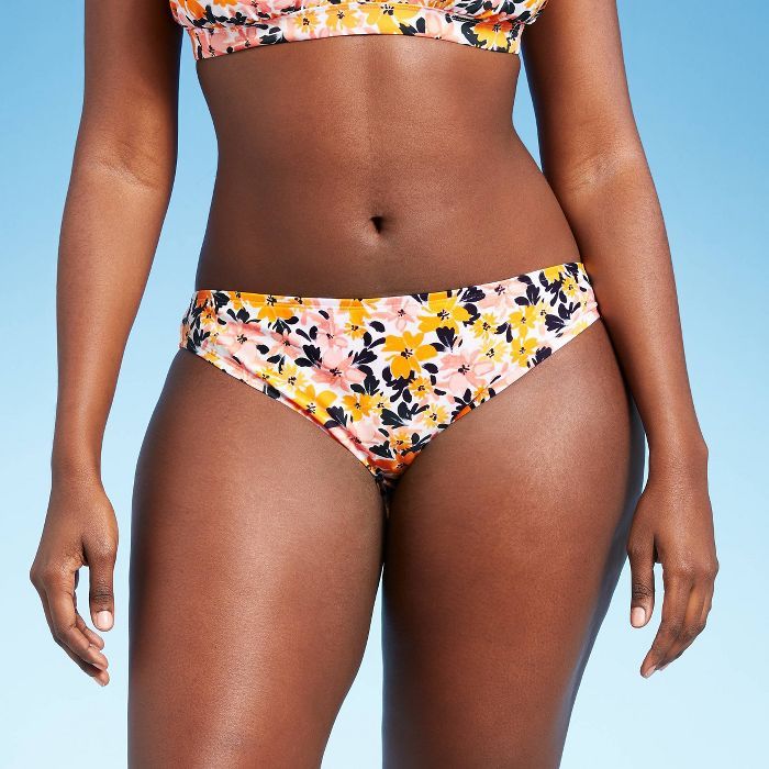 Women's Medium Coverage Hipster Bikini Bottom - Kona Sol™ Yellow Vintage Blossoms | Target
