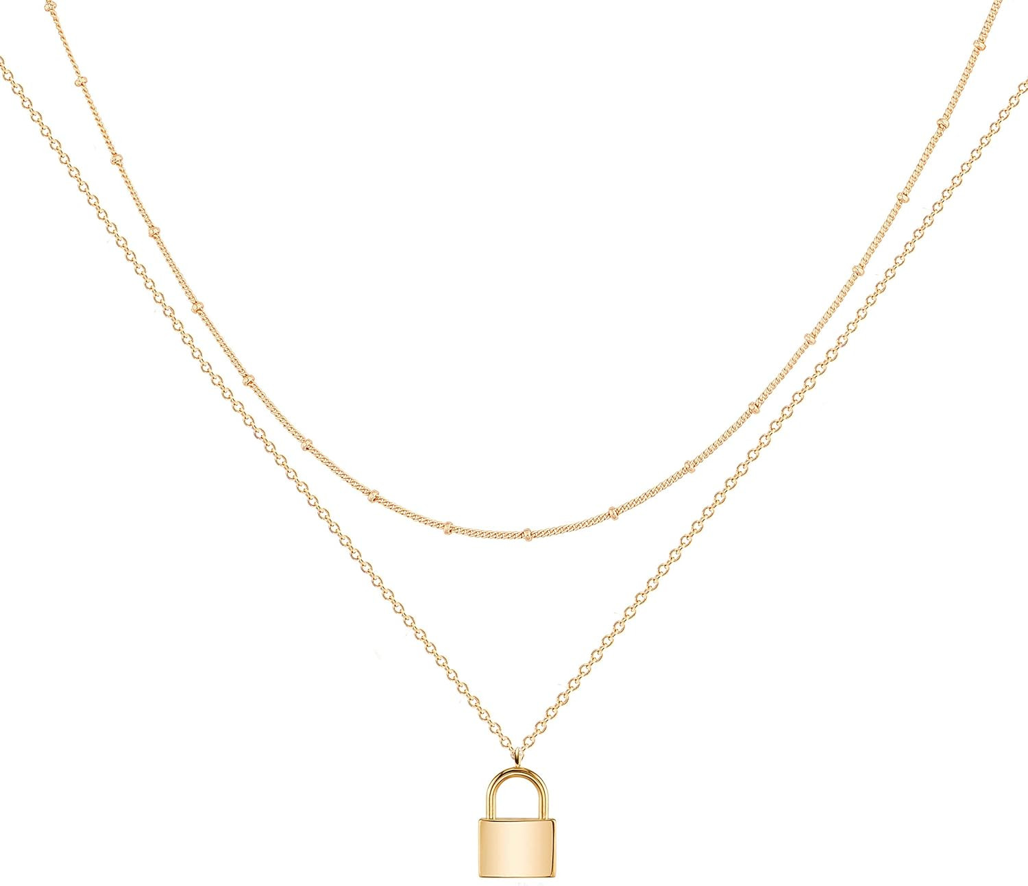 MEVECCO Layered Heart Necklace Pendant Handmade 18k Gold Plated Dainty Gold Choker Arrow Bar Layerin | Amazon (US)