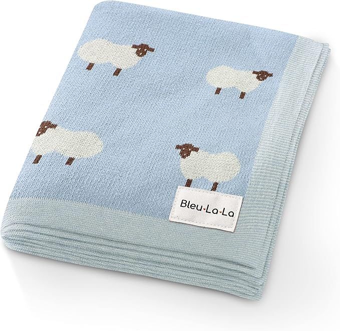 Bleu La La Knit Baby Swaddle Blanket for Boys - 100% Cotton Soft Cozy Lightweight Receiving Swadd... | Amazon (US)