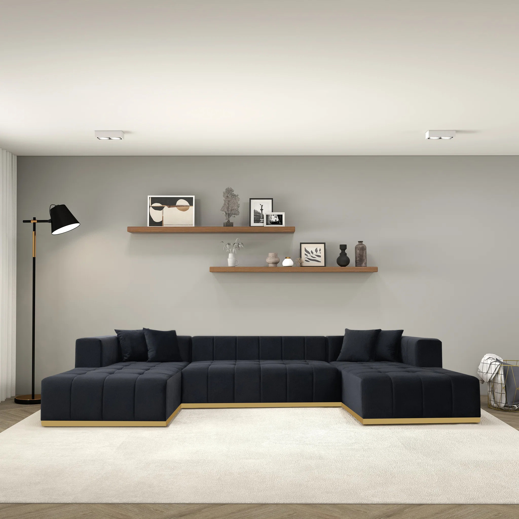 Hirotada U-Shape Velvet Corner Sectional Sofa | Wayfair North America