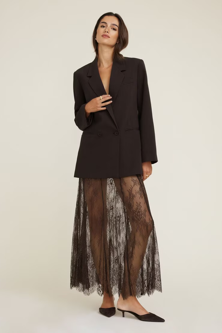 Sheer Lace Maxi Skirt | Dynamite Clothing