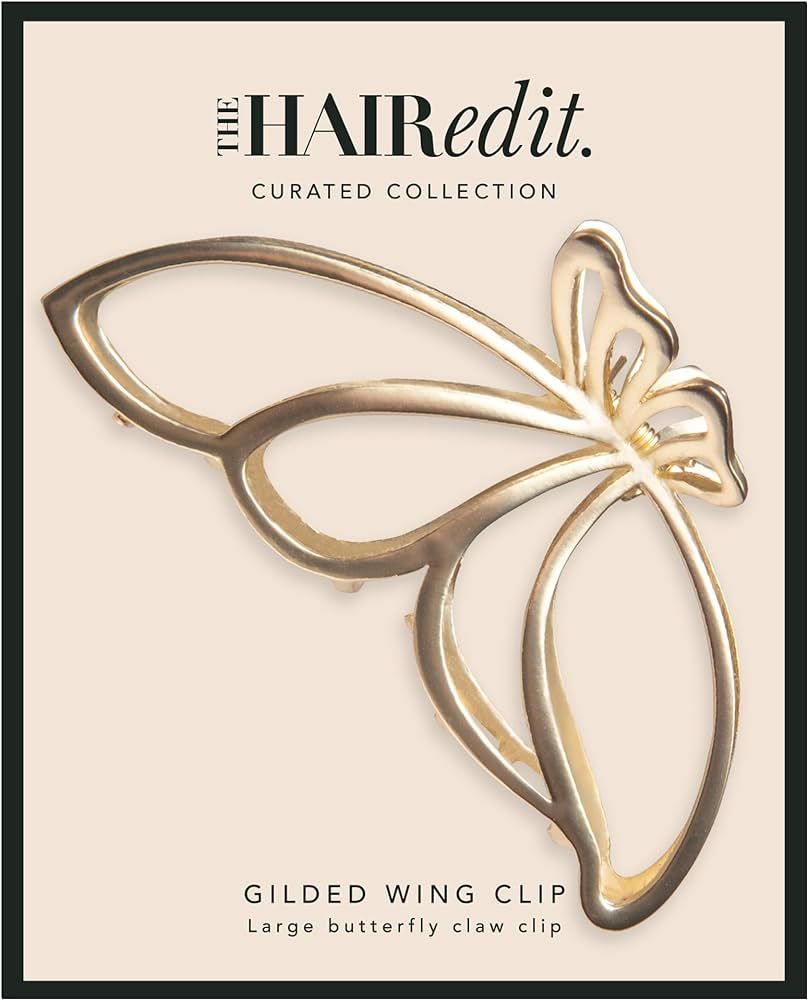 The Hair Edit Gilded Wing Clip - Large Soft Gold Metal Butterfly Claw Clip | Amazon (US)