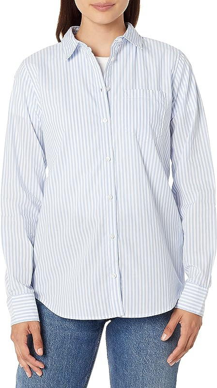 Amazon Essentials Women's Classic-Fit Long-Sleeve Button-Down Poplin Shirt | Amazon (US)
