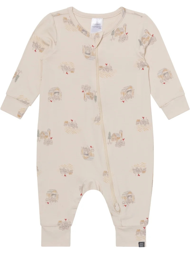 Modern Moments by Gerber Neutral Two-Way Zip Viscose Coverall, Sizes Newborn - 24 Months | Walmart (US)
