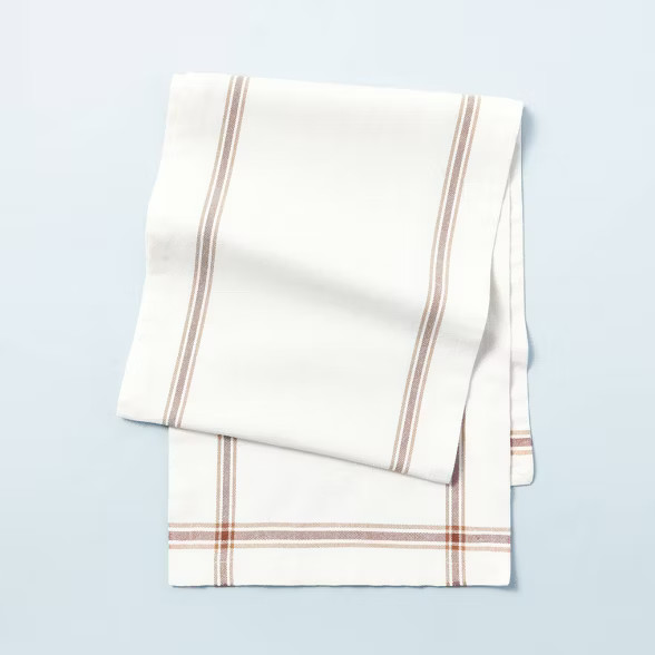 Engineered Border Stripes Table Runner Dune Brown/Sour Cream - Hearth & Hand™ with Magnolia | Target