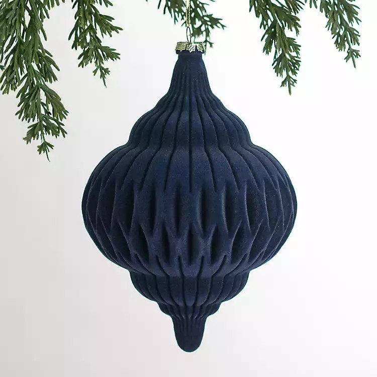 Slate Blue Velvet Finial Ornament, 6 in. | Kirklands