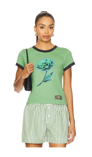 Basic Cotton Jersey Peony Baby Fit T-shirt in Stone Green | Revolve Clothing (Global)