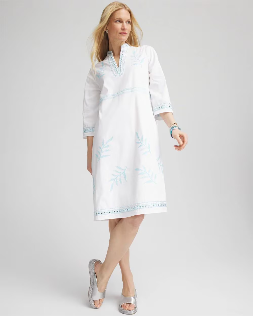Embroidered Stand Collar Kaftan Dress | Chico's