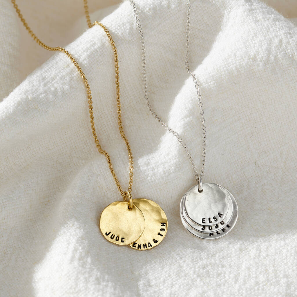 Personalised Hammered Family Disc Necklace | Not On The High Street