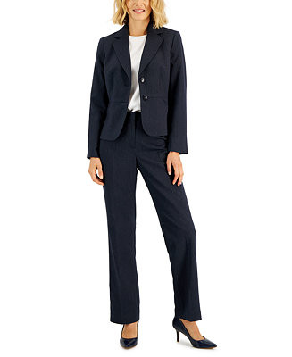 Le Suit Women's Two-Button Pinstriped Pantsuit Set - Macy's | Macy's