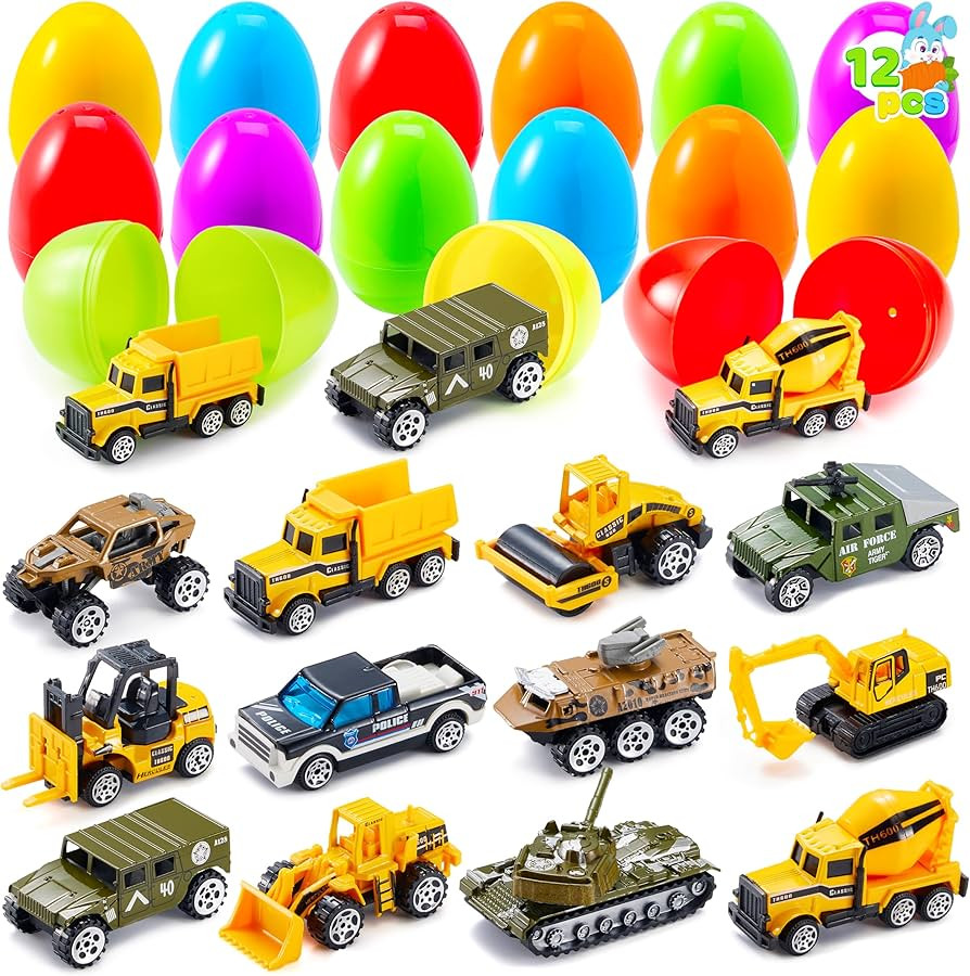 JOYIN 12 Pcs Prefilled Easter Eggs with Die-cast Vehicles, Basket Stuffers for Kids, City Cars an... | Amazon (US)