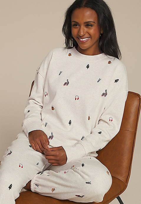 Holiday Embroidered Relaxed Fit Sweatshirt | Maurices