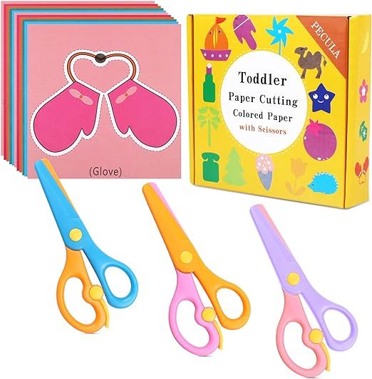 3 Pack Toddler Scissors, Kids Scissors, Plastic Children Safety Scissors, Dual-Color Preschool Tr... | Amazon (US)