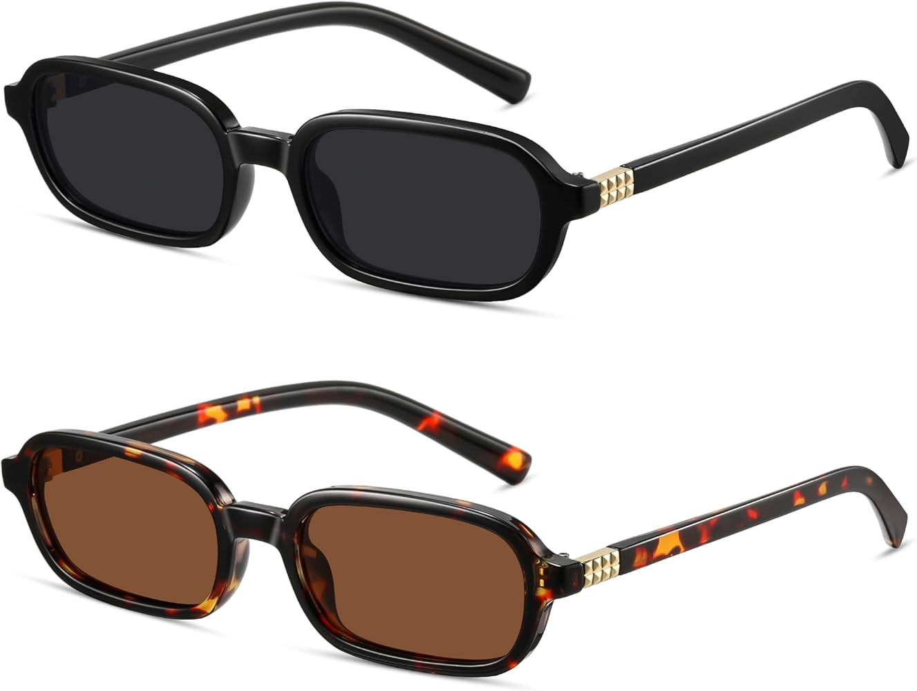 Retro Rectangle Sunglasses for Women Men Trendy Vintage Small Square Sun Glasses 90s Fashion Cute... | Amazon (US)