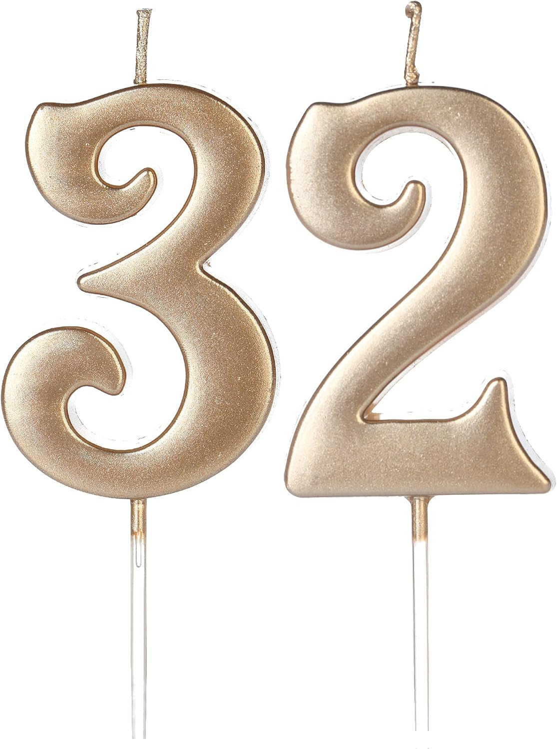 Champagne Gold 32nd & 23rd Number Birthday Candles for Cake Topper, Number 32 23 Glitter Premium Candle Party Anniversary Celebration Decoration for Kids Women or Men | Amazon (US)