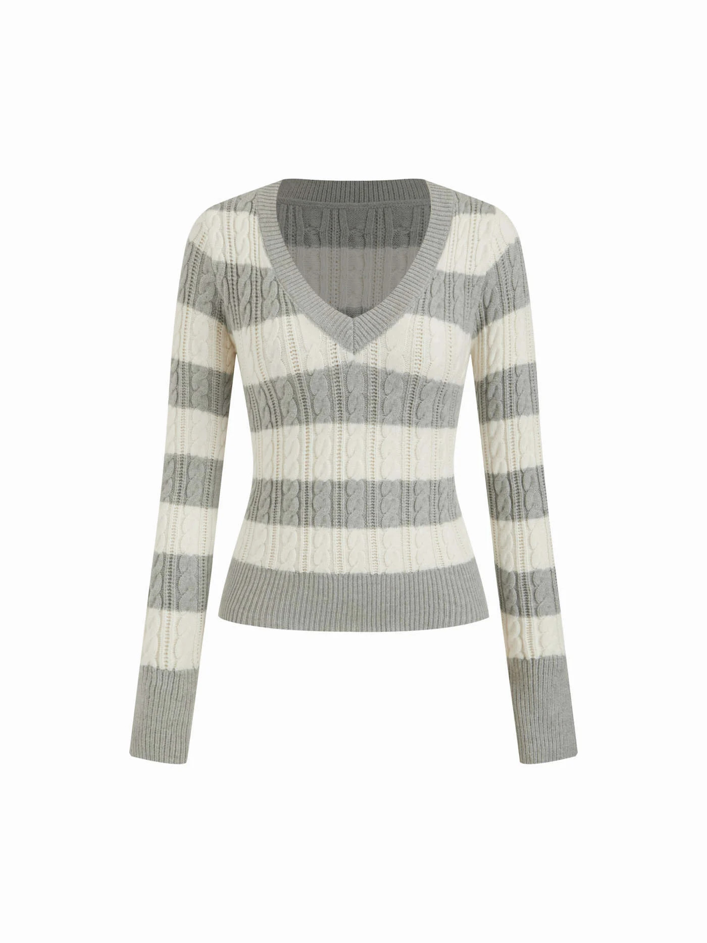 Fall Sweater Fall Sweater Crochet Cable Knit Stripe V-Neck Long Sleeve Top For School Daily Casua... | Cider