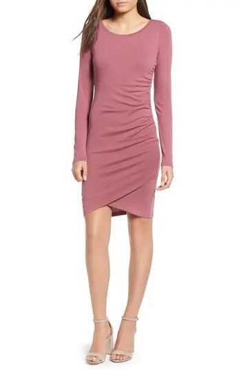 Women's Leith Ruched Long Sleeve Dress, Size X-Small - Burgundy | Nordstrom