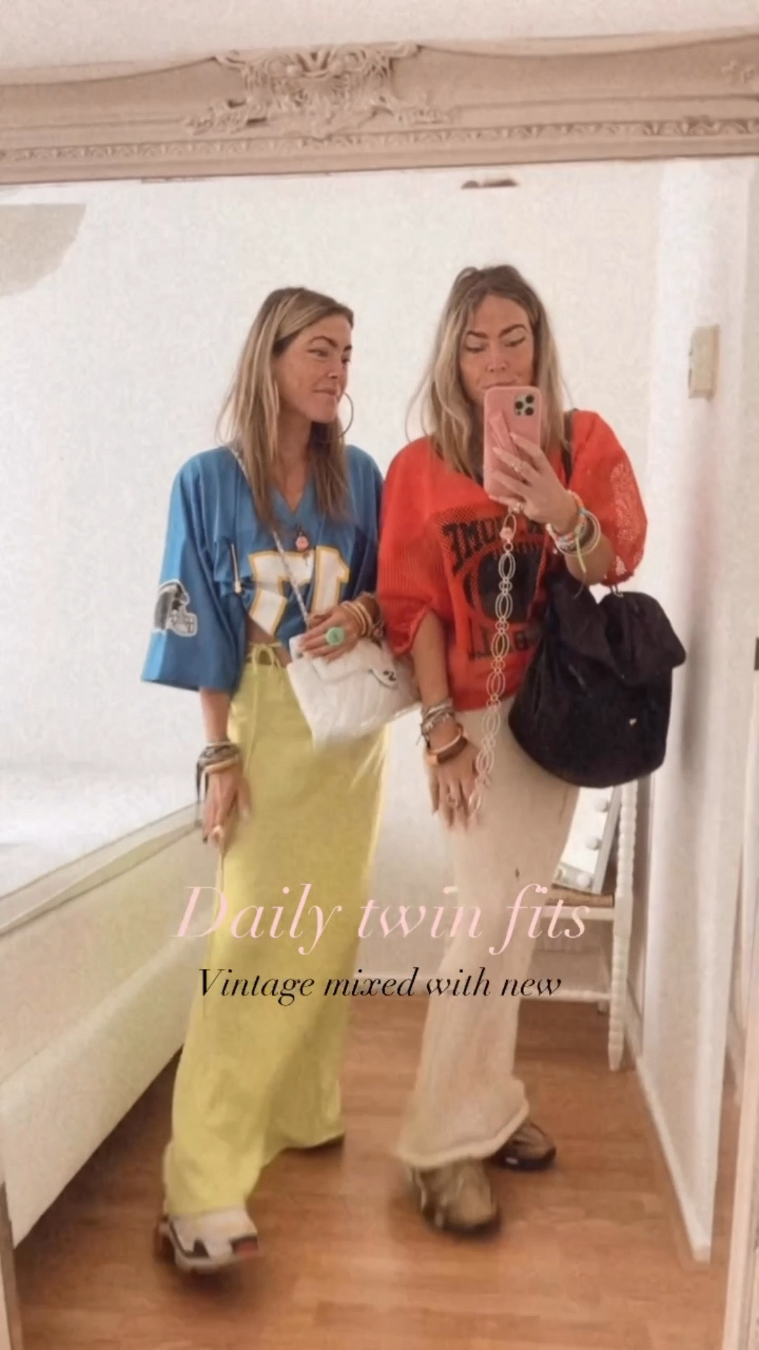 Long maxi slouchy skirts with our vintage oversized football tops. Linked similar styles so you can recreate our daily look of today xoxo (our oversized black bag is also linked!!) 💕

Streetstyle, boho, twinning, sports tops, spring style  

#LTKStyleTip #LTKSeasonal #LTKU