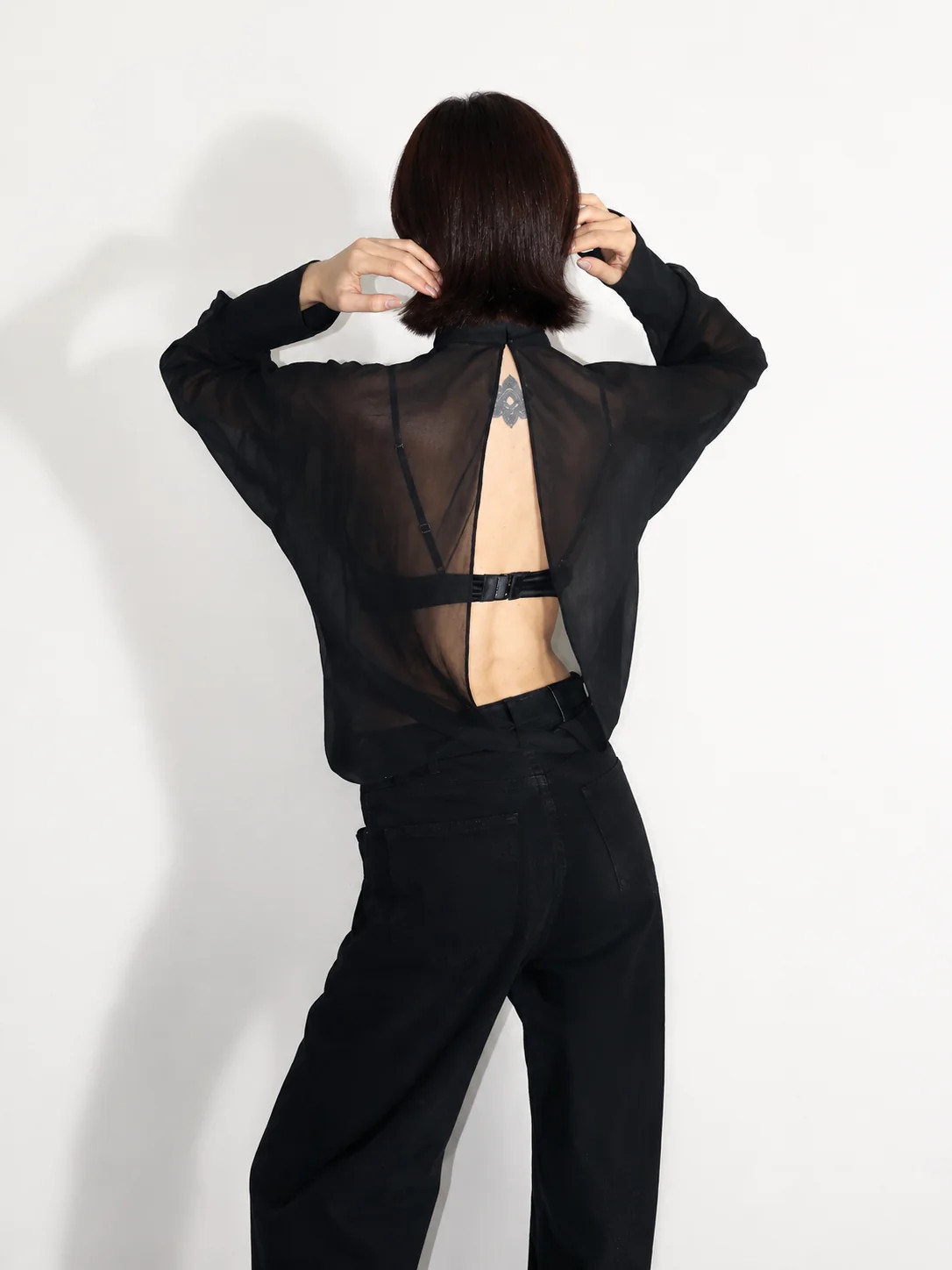 Sheer High Neck Mesh Top | Commense