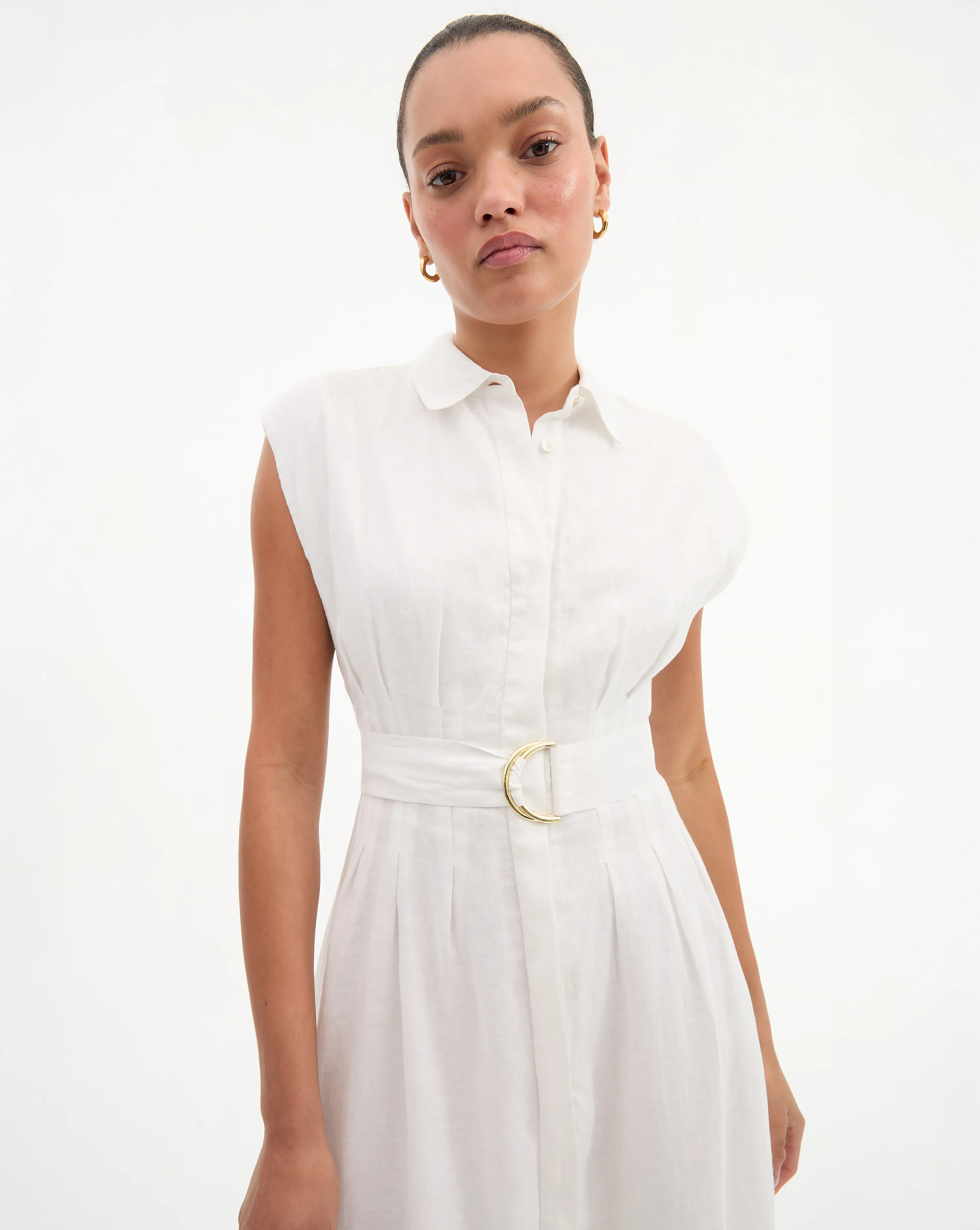 Loreta Belted Linen Dress | Veronica Beard
