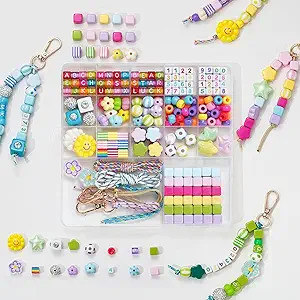 Xylise Beaded Keychain Making kit 277pcs Acrylic Heart Star Flower Letter Alphabet Bag Charms Bea... | Amazon (US)