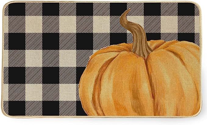 Fall Pumpkin Decorative Doormat 17 x 29 Inch, Thanksgiving Seasonal Autumn Harvest Vintage Door m... | Amazon (US)