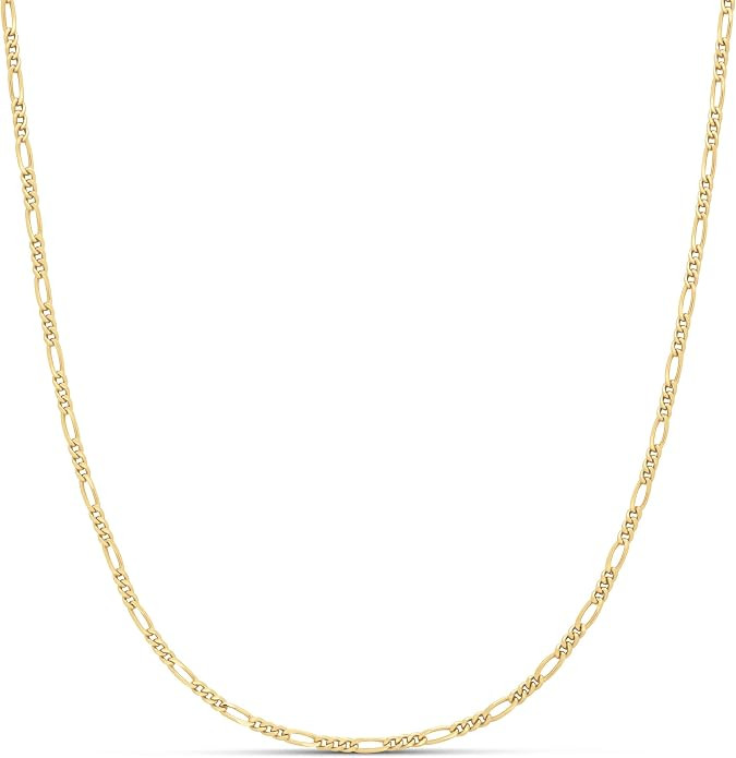 Amazon Essentials 14k Gold or Sterling Silver Plated Figaro Chain Necklace | Amazon (US)