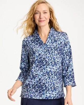 Women's Ruffle Neck Top in Amparo Blue | Chico's Zenergy | Chico's