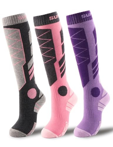 Supertrip 3 Pairs Merino Wool Ski Socks for Womens Mens, Thermal Winter Warm Knee High Socks for Skiing Snowboarding | Amazon (US)