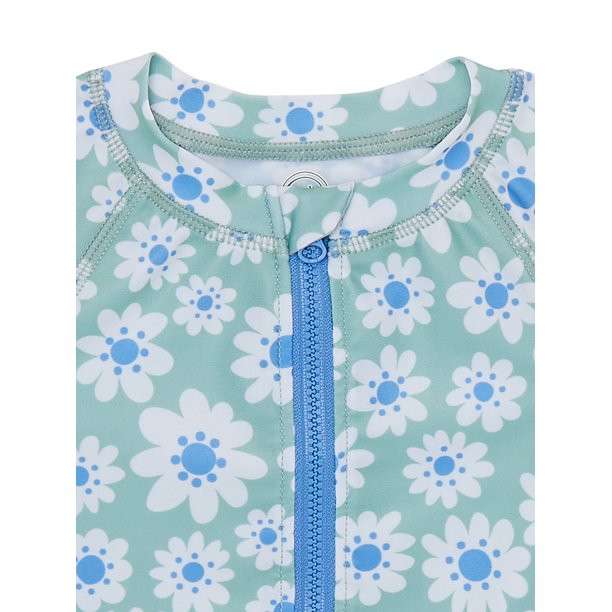 Wonder Nation Baby Girl Print Rashguard Swimsuit, 1-Piece, Size 0/3M-12M | Walmart (US)