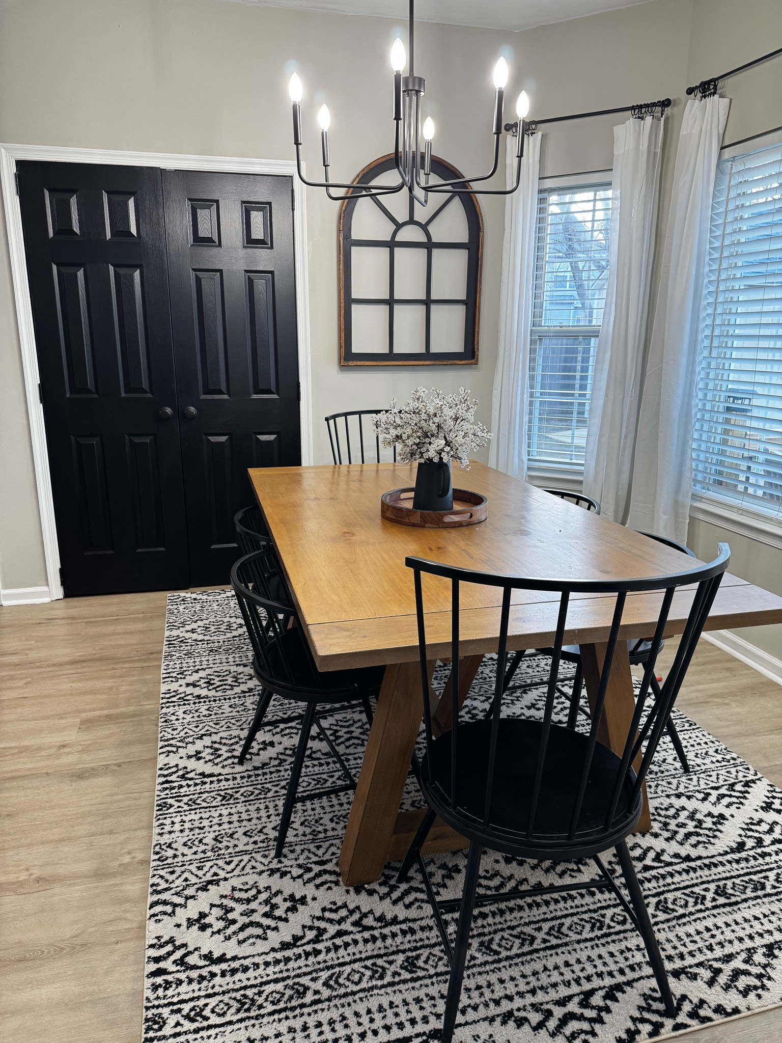 Dining room details
Table is 5 yrs old from world market, but linked similar 
Wall art is from Waco TX and couldn’t link 🖤

#LTKStyleTip #LTKFamily #LTKHome