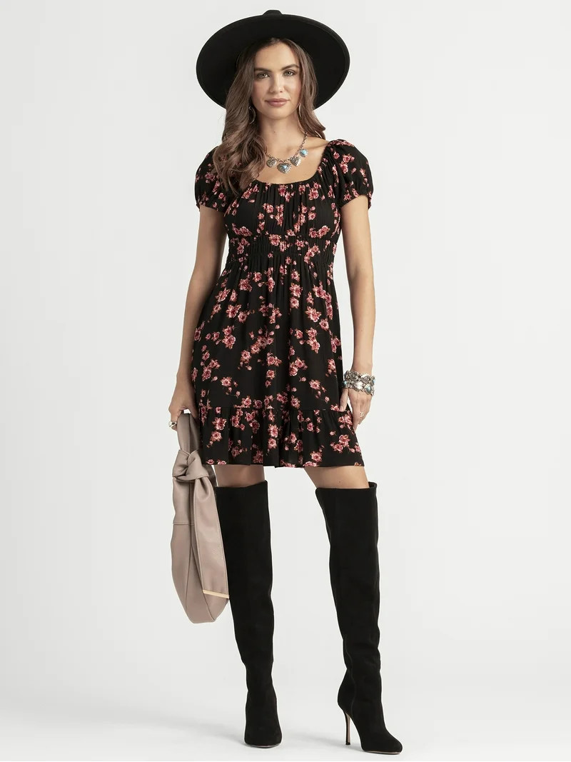 Jessica Simpson Women's Leah Ruched Empire Dress, Sizes XS-XL | Walmart (US)