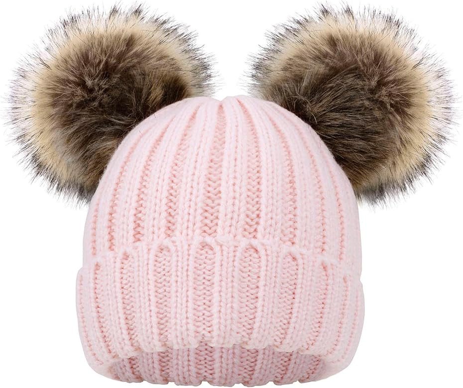 Simplicity Warm Kids Boys Girls Winter Hat with Pompom Ears Elastic Knitted Toddler Beanie Hats for  | Amazon (US)
