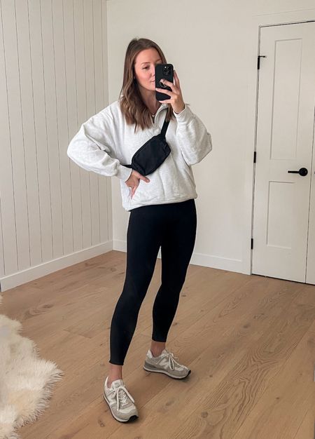 A cute everyday spring look - a half-zip sweatshirt  paired with black leggings, New Balance sneakers, and my mini Lululemon belt bag.

comfy outfit, women's everyday outfit, women's everyday fashion, outfit idea, errands outfit, lululemon outfit, lululemon style, lululemon fashion

#LTKSeasonal #LTKstyletip