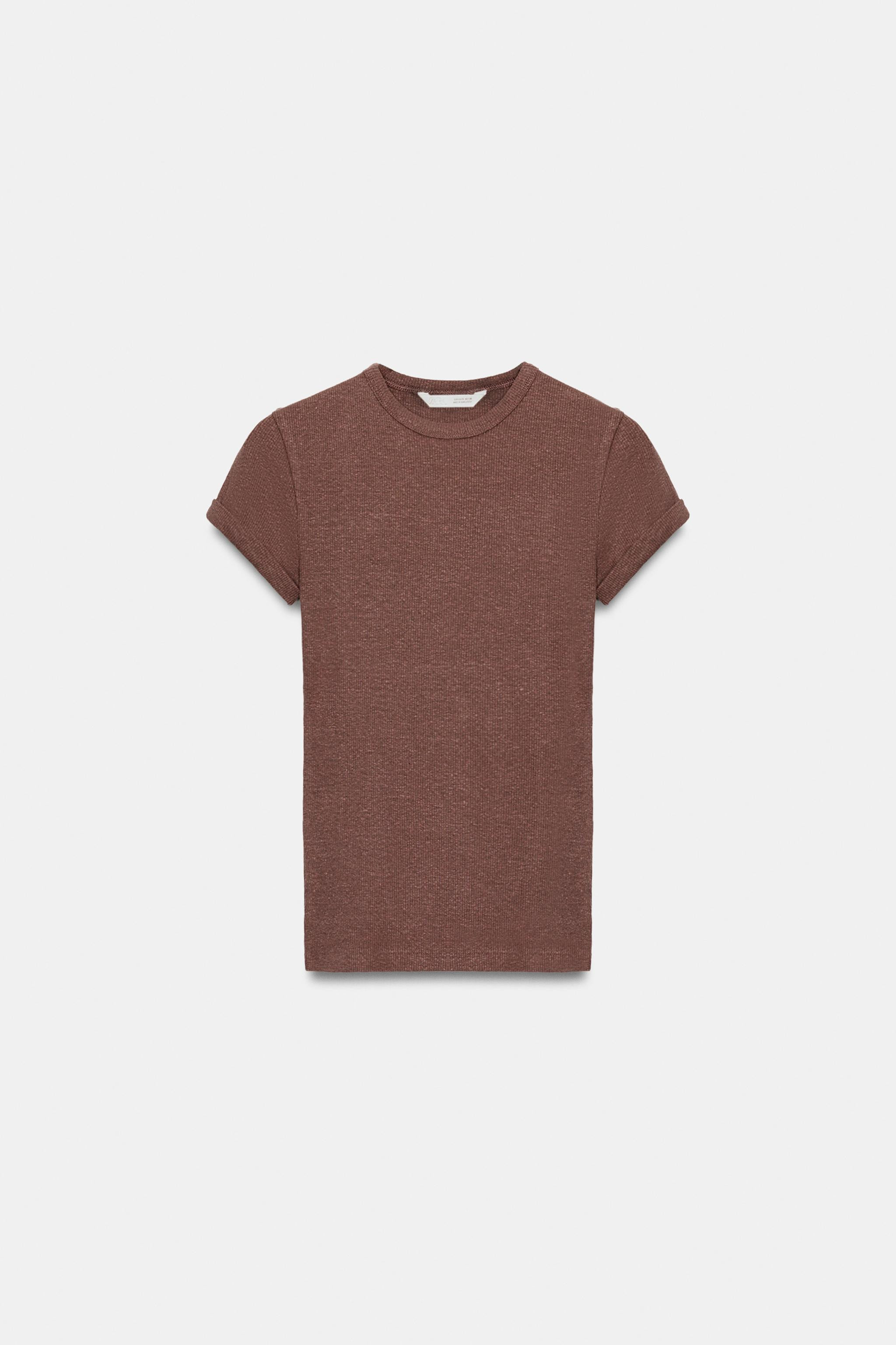 RUSTIC T-SHIRT WITH LINEN BLEND | Zara UK