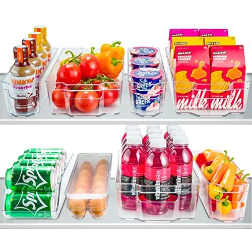 HOOJO Fridge Organizer Bins, Set of 8 Plastic Refrigerator Pantry Organizers for Freezer and Pantry, | Amazon (US)