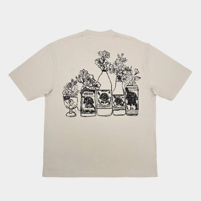 Men's Pabst Blue Ribbon Floral Bottles Short Sleeve Graphic T-Shirt - Off-White S | Target
