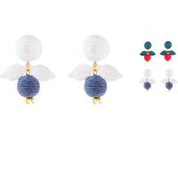 Silk Wrapped Red & Green Ball Earrings - White Blue Berry Clip-On Christmas Cranberry Gift Jewelry | Etsy (US)