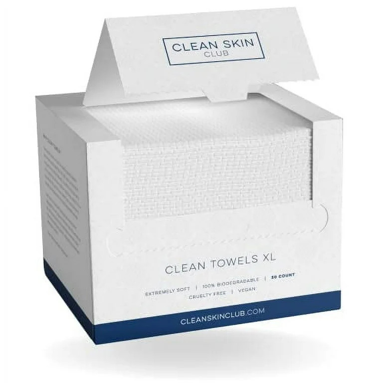 Clean Skin Club Clean Towels XL, Biobased Face Towel, Disposable Face Towelette, Facial Washcloth... | Walmart (US)
