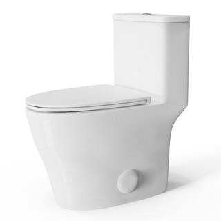 17.3 in. 1-Piece 0.8/1.28 GPF Dual Flush Elongated Toilet in White, High Toilets for Seniors | The Home Depot