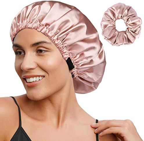 YANIBEST Satin Bonnet Silk Bonnet Hair Bonnet for Sleeping Satin Cap Extra Large Reversible for Wome | Amazon (US)