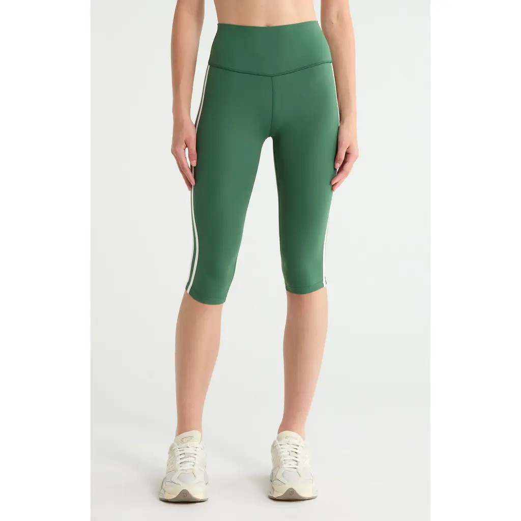 SPLITS59 Ella Airweight High Waist Performance Capri Leggings in Arugula/white at Nordstrom, Size Small | Nordstrom