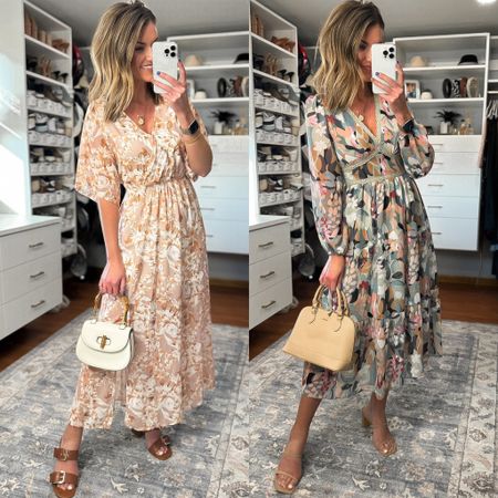 Spring dresses. 
Wearing small in both. Left/ tts. Right size up if between 

#LTKstyletip #LTKSeasonal