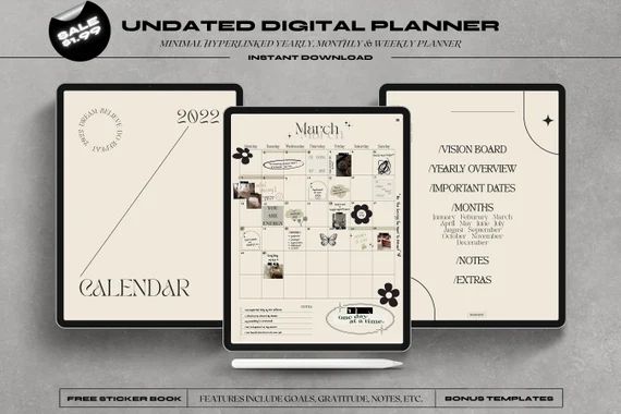 UNDATED Minimalistic Neutral Digital Planner Goodnotes | Etsy | Etsy (US)