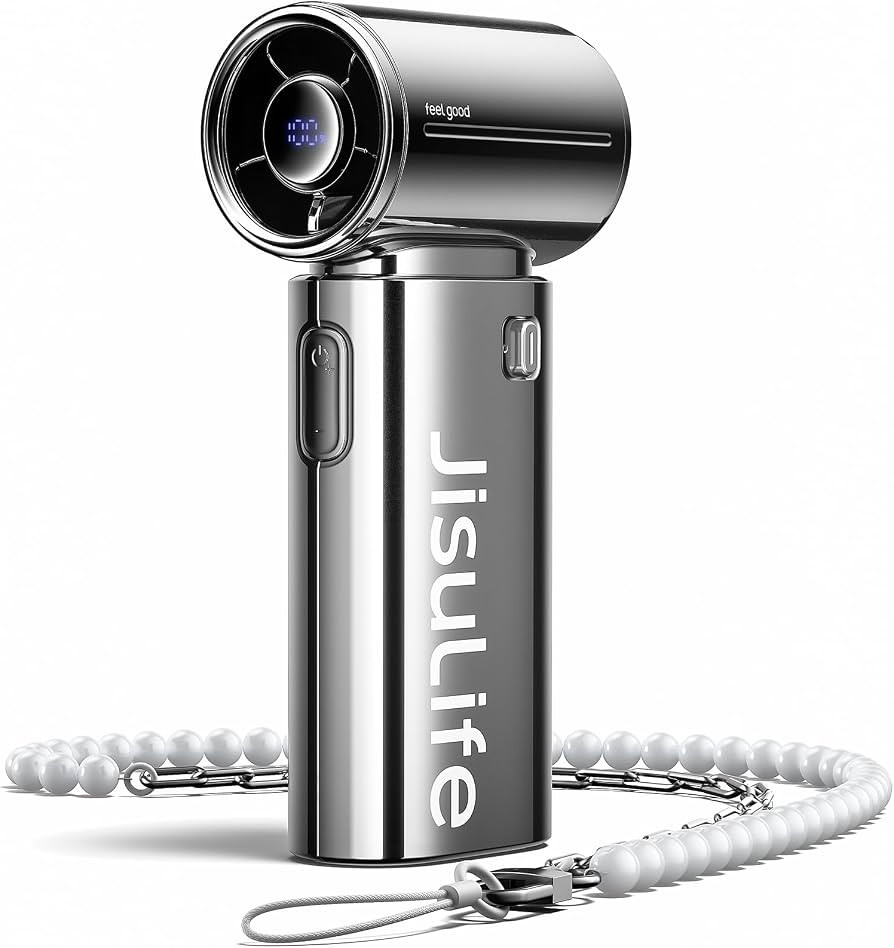 JISULIFE Handheld Fan Life9S - Sleek Chrome: Turbo Power, 22 Hours Cooling | Amazon (US)